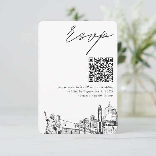 Virginia Beach Bruiloft RSVP QR Code Small Informatiekaartje (Staand voorkant)