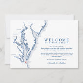 Virginia Beach Bruiloft Welkom en Routebeschrijvin Bedankkaart (Voorkant)