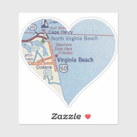 Virginia Beach Classic Map Sticker (Vel)