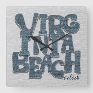 Virginia Beach Denim Letter Vierkante Klok