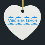 Virginia Beach Dolphins Logo Keramisch Ornament<br><div class="desc">Heldere blauwe dolfijnen verschijnen in deze nautische Virginia Beach,  Va logo. Dolfijnen worden vaak gezien langs de Virginia Beach oceanfront.</div>