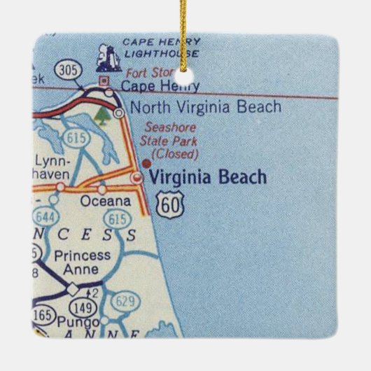 Virginia Beach  Map Keramisch Ornament (Achterkant)