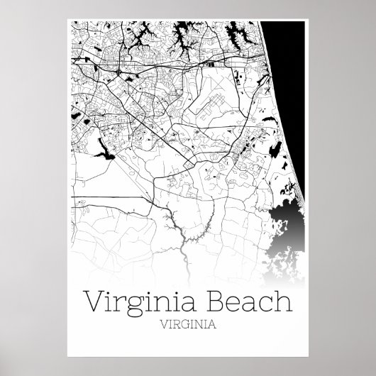 Virginia Beach Map - Virginia - City Map Poster (Voorkant)