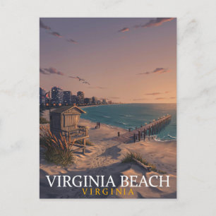 Virginia Beach Oceanfront Skyline Kunst Briefkaart