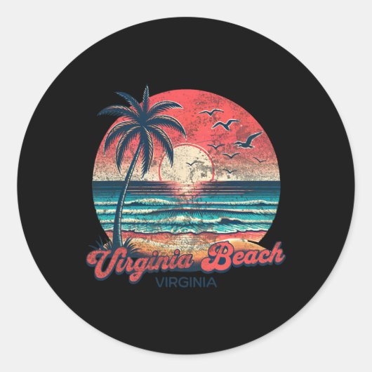 Virginia Beach Ronde Sticker (Voorkant)