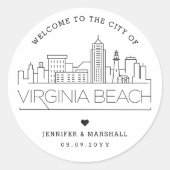 Virginia Beach Skyline | Bruiloft Welkom Favor Ronde Sticker (Voorkant)