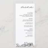 Virginia Beach Skyline Modern Wedding Dinner Menu (Voorkant / Achterkant)