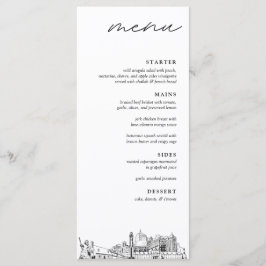 Virginia Beach Skyline Modern Wedding Dinner Menu