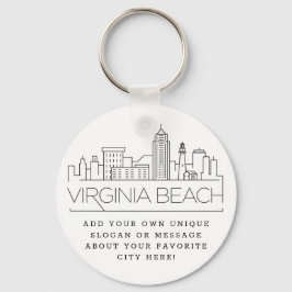 Virginia Beach Stylized Skyline | Aangepaste sloga Sleutelhanger
