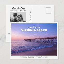 Virginia Beach Trouw Save the Date Reis Retro Briefkaart