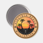 Virginia Beach USA Retro Sunset Souvenirs 60s Magneet (Voorkant / Achterkant)