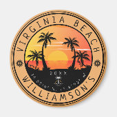 Virginia Beach USA Retro Sunset Souvenirs 60s Magneet (Voorkant)