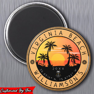 Virginia Beach USA Retro Sunset Souvenirs 60s Magneet