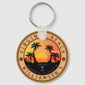 Virginia Beach USA Retro Sunset Souvenirs 60s Sleutelhanger (Voorkant)