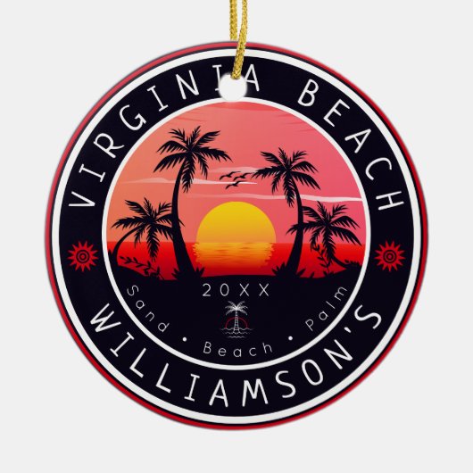 Virginia Beach USA Retro Sunset Souvenirs 80s Keramisch Ornament (Voorkant)