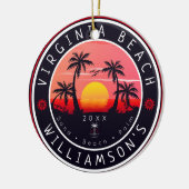 Virginia Beach USA Retro Sunset Souvenirs 80s Keramisch Ornament (Links)