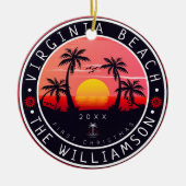 Virginia Beach USA Retro Sunset Souvenirs 80s Keramisch Ornament (Voorkant)