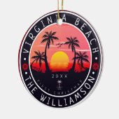 Virginia Beach USA Retro Sunset Souvenirs 80s Keramisch Ornament (Links)