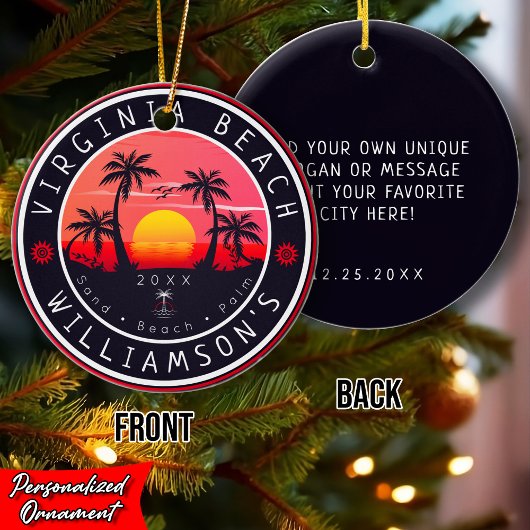 Virginia Beach USA Retro Sunset Souvenirs 80s Keramisch Ornament