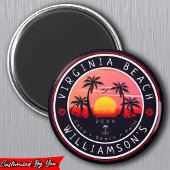 Virginia Beach USA Retro Sunset Souvenirs 80s Magneet