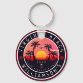 Virginia Beach USA Retro Sunset Souvenirs 80s Sleutelhanger (Voorkant)