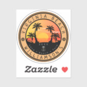 Virginia Beach USA Retro Sunset Souvenirs 80s Sticker (Vel)