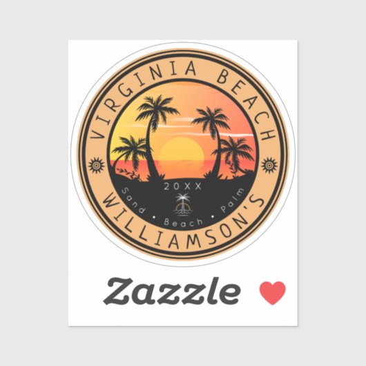 Virginia Beach USA Retro Sunset Souvenirs 80s Sticker (Vel)