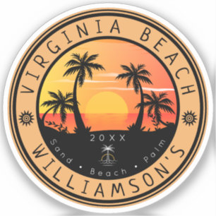 Virginia Beach USA Retro Sunset Souvenirs 80s Sticker