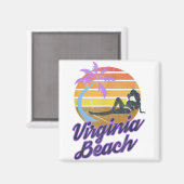 Virginia Beach USA Retro Surf Backpackaging Americ Magneet (Voorkant / Achterkant)