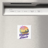 Virginia Beach USA Retro Surf Backpackaging Americ Magneet (Insitu (Vaatwasser))