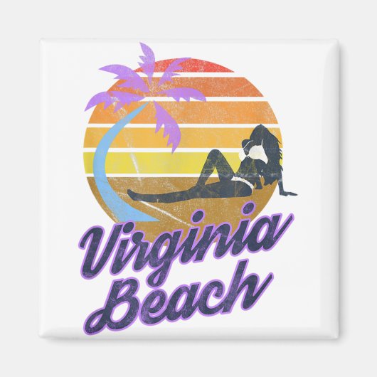 Virginia Beach USA Retro Surf Backpackaging Americ Magneet (Voorkant)