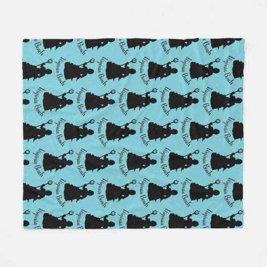 Virginia Beach, VA Neptune Statue Ocean Nautical Fleece Deken (Voorkant (Horizontaal))