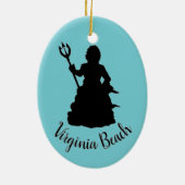 Virginia Beach, VA Neptune Statue Ocean Nautical Keramisch Ornament (Achterkant)