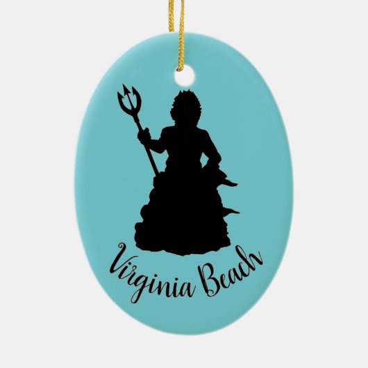 Virginia Beach, VA Neptune Statue Ocean Nautical Keramisch Ornament (Achterkant)