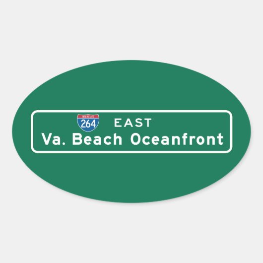 Virginia Beach, VA Road Sign Ovale Sticker (Voorkant)