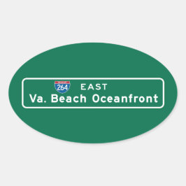 Virginia Beach, VA Road Sign Ovale Sticker
