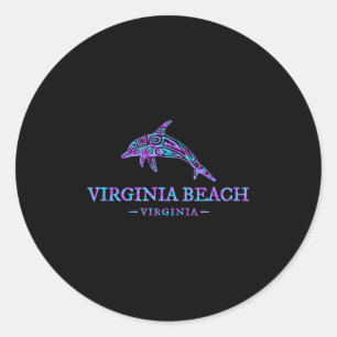Virginia Beach Virginia kleurrijke dolfijn vakanti Ronde Sticker