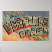 Virginia Beach, Virginia - Large Letter Scenes Poster (Voorkant)