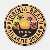 Virginia Beach Virginia Retro Sunset Souvenirs 60s Magneet (Voorkant)