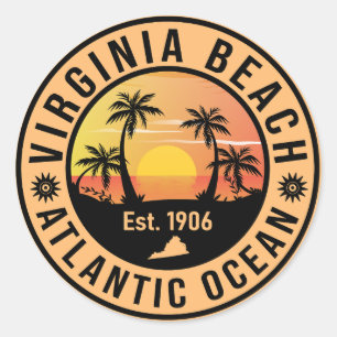 Virginia Beach Virginia Retro Sunset Souvenirs 60s Ronde Sticker