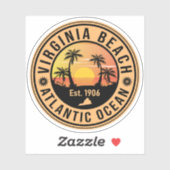 Virginia Beach Virginia Retro Sunset Souvenirs 60s Sticker (Vel)