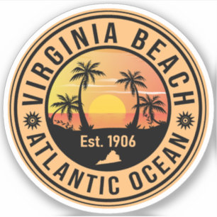 Virginia Beach Virginia Retro Sunset Souvenirs 60s Sticker
