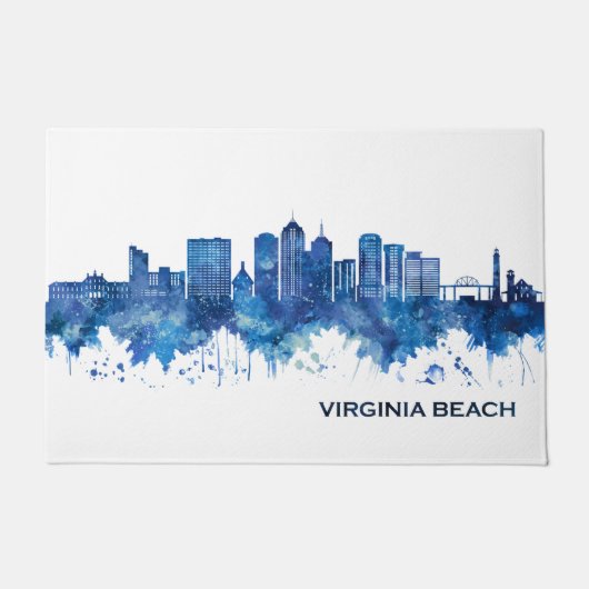 Virginia Beach Virginia Skyline Blue Deurmat (Voorkant)