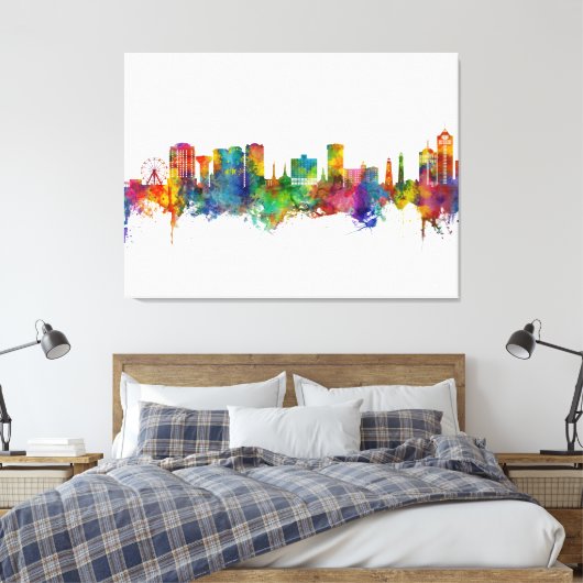 Virginia Beach Virginia Skyline Canvas Afdruk (Insitu (Slaapkamer))