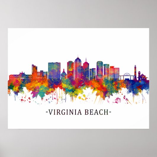 Virginia Beach Virginia Skyline Poster (Voorkant)