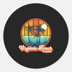 Virginia Beach Virginia Summer 90s Beach S Ronde Sticker
