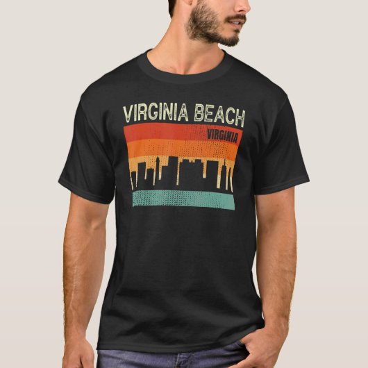 Virginia Beach Virginia Town Skyline T-shirt (Voorkant)