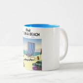 Virginia Beach Virginia USA reisposter Tweekleurige Koffiemok (Voorkant rechts)