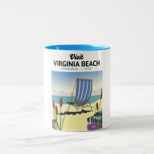 Virginia Beach Virginia USA reisposter Tweekleurige Koffiemok