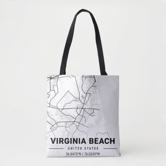 Virginia Beach Virginia USA Travel City Map Tote Bag (Voorkant)